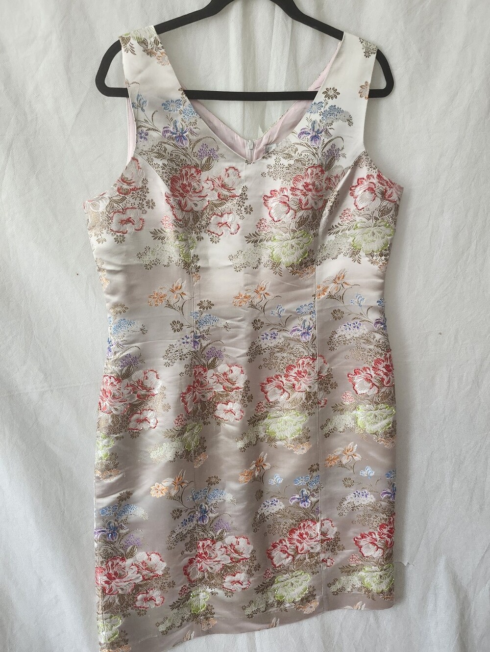 Betsy's Things Vintage Satin Beaded Brocade Sheath Dress Sz 12